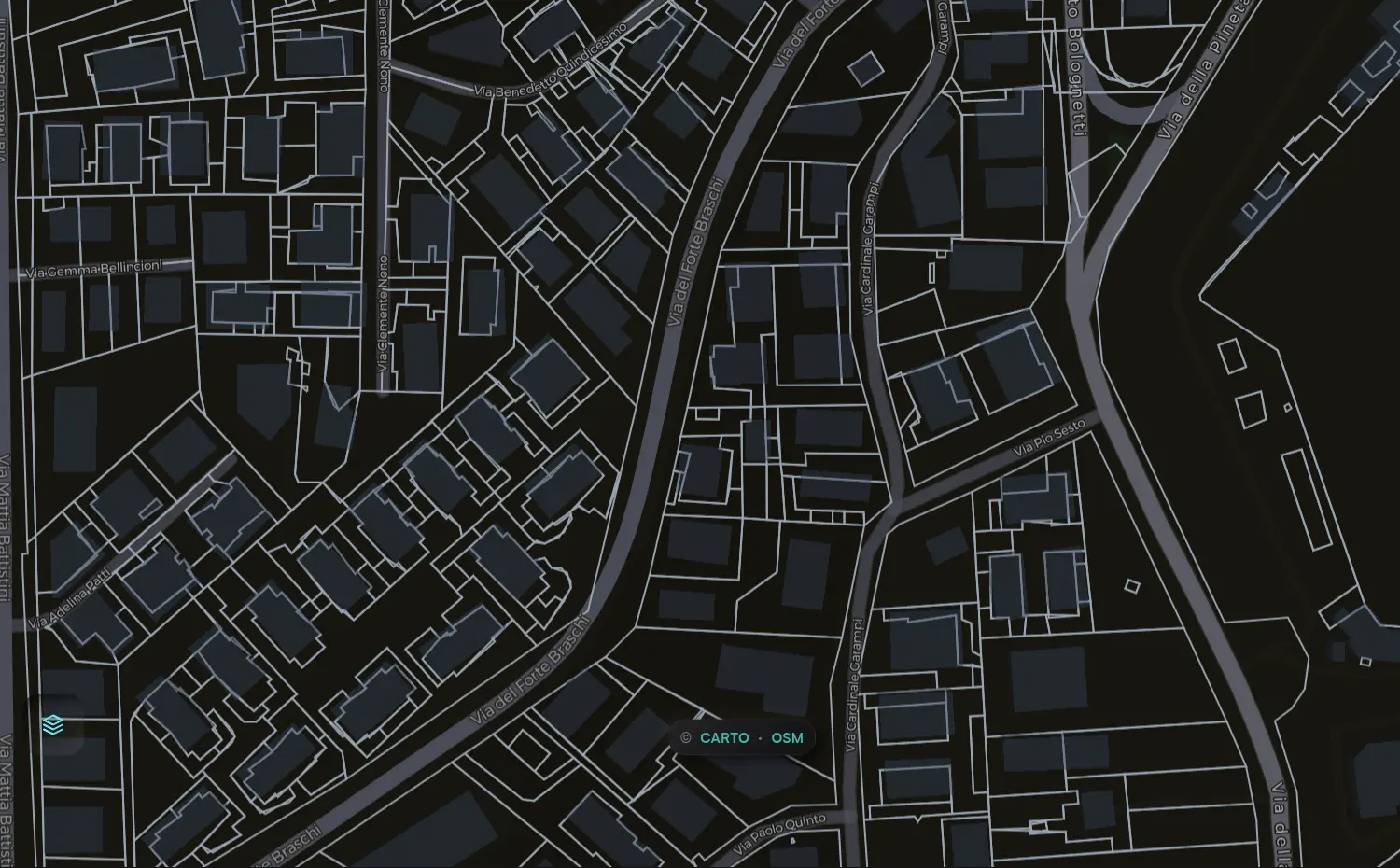 Mappa catastale interattiva di Roma: estratto dell'app con i mappali del foglio 354 e i dati delle particelle